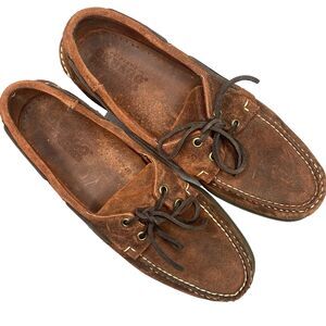 Sebago Portland Docksides Mens Size 11 Brown Orange Nubuck Boat Shoes Gum Sole